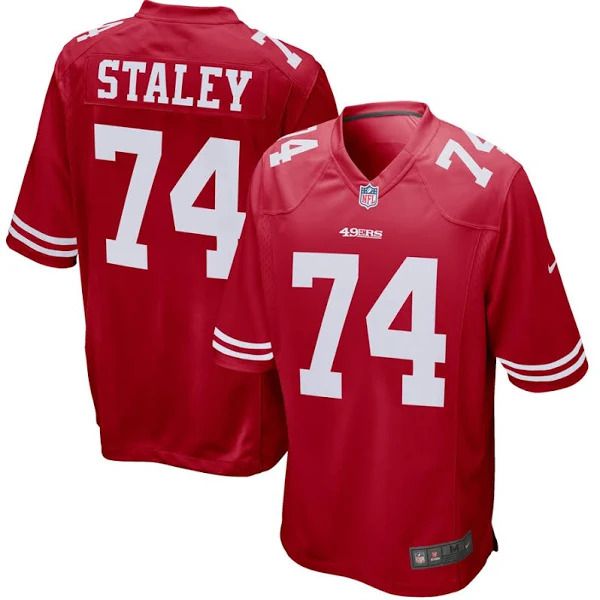 Men San Francisco 49ers #74 Joe Staley Nike Red Game Player NFL Jersey